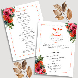 Orange och Rosa av Blommigt med vattenfärg i Bröll Program