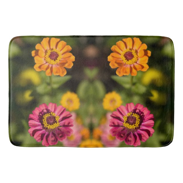 Orange och rosa av zink i blommar badrumsmatta (Framsidan)