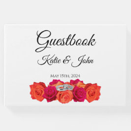 Orange och Rosa-Blommar och Brilliance-Bröllop- Gästböcker