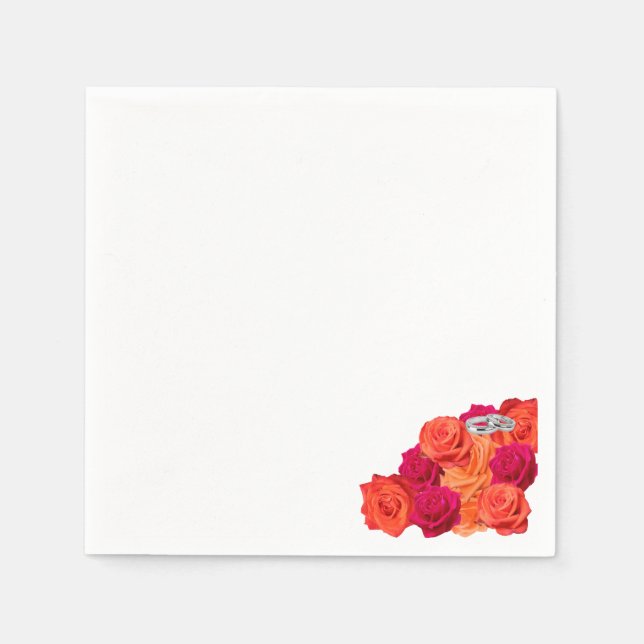 Orange och Rosa-Blommar och Brilliance- Napkins Pappersservett (Framsidan)