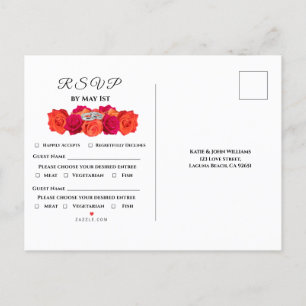Orange och Rosa-Blommar och Brilliance- OSA- Inbjudan Vykort