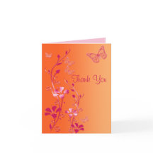 Orange och Rosa Blommig Tacksamhetskort