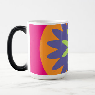 orange och rosa blommiga former illustration magisk mugg