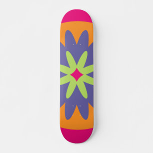 orange och rosa blommiga former illustration mini skateboard bräda 18,5 cm