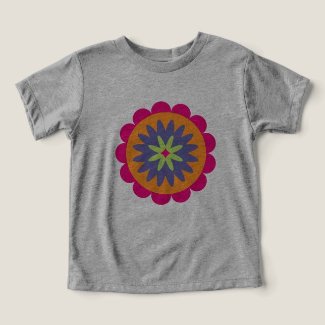 orange och rosa blommiga former illustration t shirt (Design Framsida)