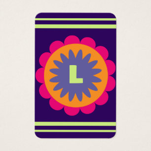 orange och rosa blommiga former illustration visitkort