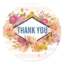 Orange och Rosa Blommigt Bouquet Tack