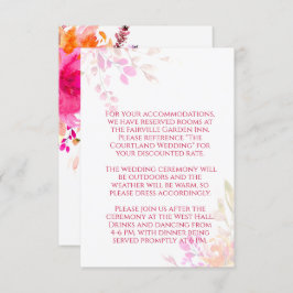 Orange och Rosa Blommigt Vattenfärgsblommor Bröllo Tilläggskort