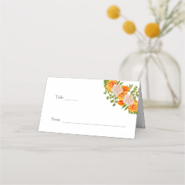 Orange och Rosa Blommigten Bröllop Placeringskort