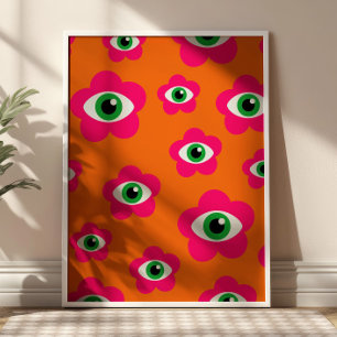 Orange och Rosa BOHO Evil Ögon Poster