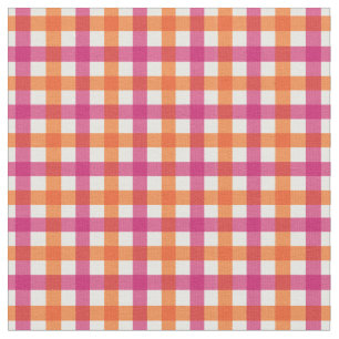 Orange och Rosa Bright Summer Gingham Plaid/ Tarta Tyg