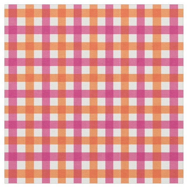 Orange och Rosa Bright Summer Gingham Plaid/ Tarta Tyg (Närbild)