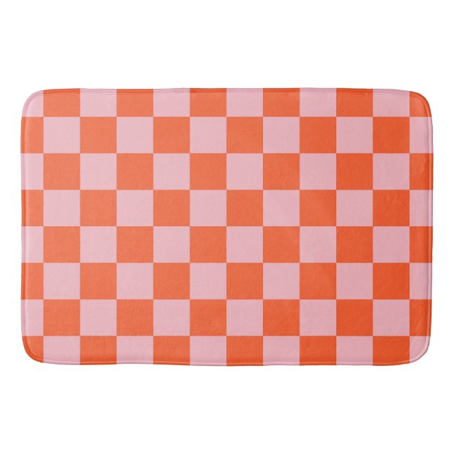 Orange och Rosa Checkboard Mönster Badrumsmatta (Framsidan)