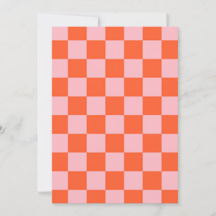 Orange och Rosa Checkboard Mönster Inbjudningar