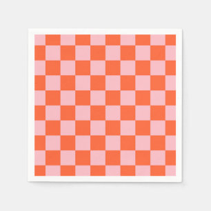 Orange och Rosa Checkboard Mönster Pappersservett