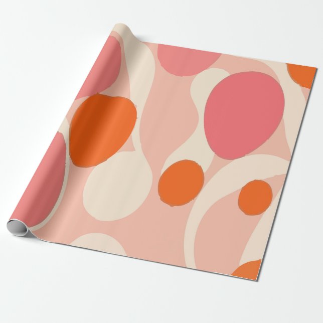 Orange och rosa cirkelformer – roligt och modernt presentpapper (Utrullad)