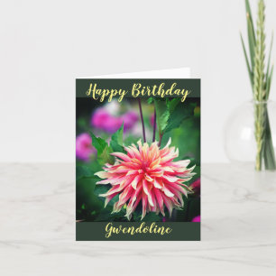 Orange och Rosa Dahlia Flower Personal Birthday Meddelande