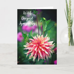 Orange och Rosa Dahlia Flower W/ Deepest Sympathy Tack Kort