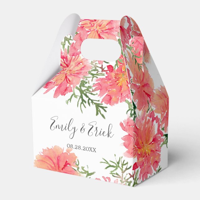 Orange och Rosa Dahlia Flowers Bröllop Presentaskar (Framsidan Sidan)