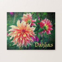 Orange och Rosa Dahlia Flowers Pussel
