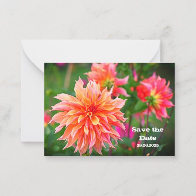 Orange och Rosa Dahlia Spara födelsedagen Inbjudan (Framsida)