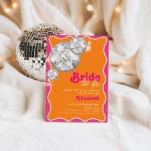 Orange och Rosa Disco Inbjudningskort för möhippan