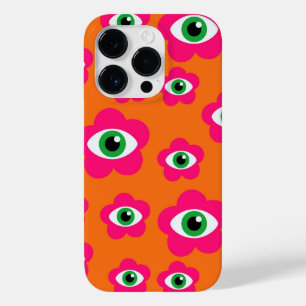 Orange och Rosa Evil Öga Flowers Retro iphone case