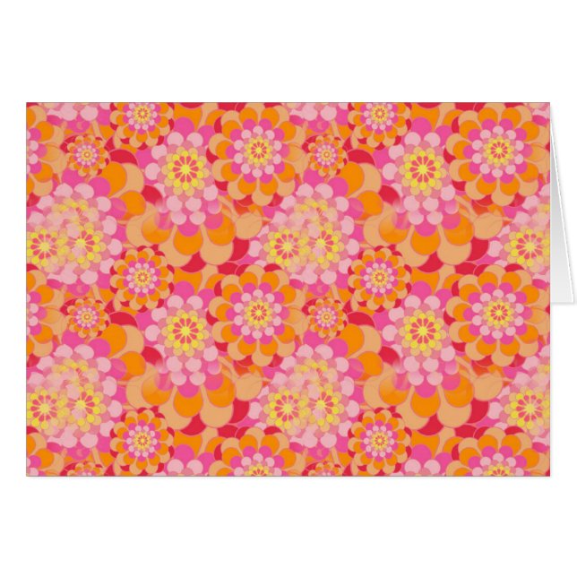 Orange och Rosa Flowers Hälsningskort (Framsidan Horizontal)