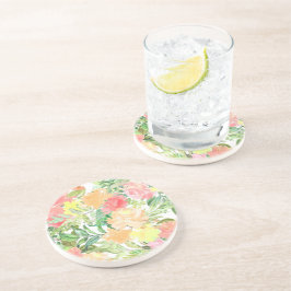 Orange och rosa Flowers Underlägg från sommarpaste