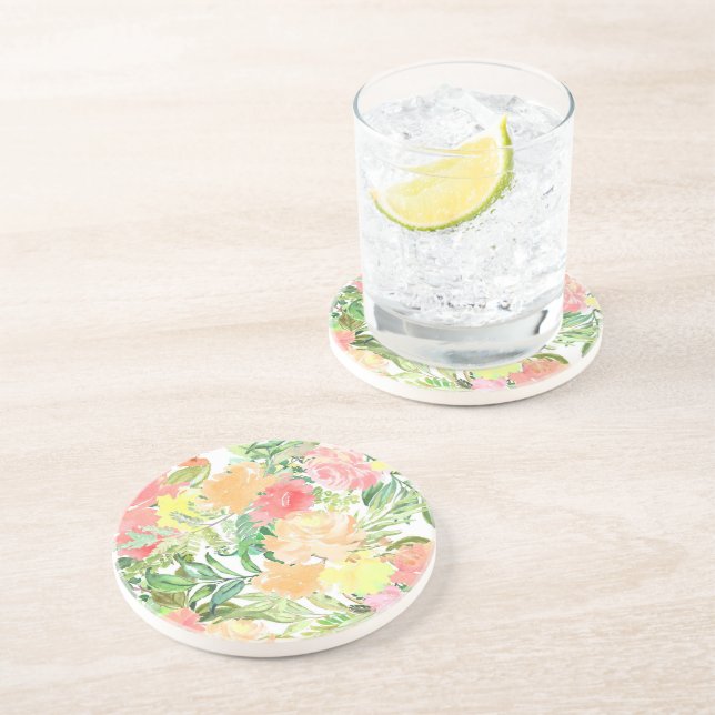 Orange och rosa Flowers Underlägg från sommarpaste (Sidan)