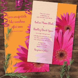 Orange och Rosa Gerbera Daisy bröllopsinbjudan Inbjudningar
