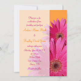 Orange och Rosa Gerbera Daisy bröllopsinbjudan Inbjudningar