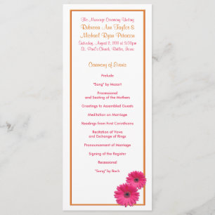 Orange och Rosa Gerbera Daisy Bröllopsprogram Program