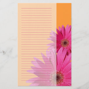 Orange och Rosa Gerbera Daisy Stationery Brevpapper