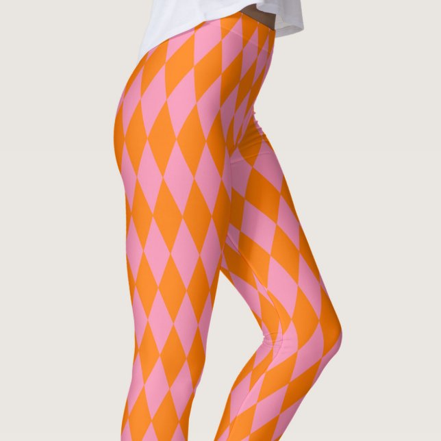 Orange och rosa harlekinrutig design  leggings (Skapare uppladdad)