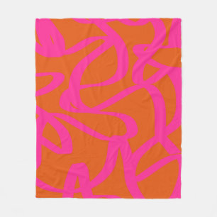 Orange och Rosa i den moderna Abstrakten Linjer Fleecefilt