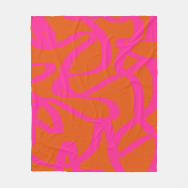 Orange och Rosa i den moderna Abstrakten Linjer Fleecefilt (Framsidan)