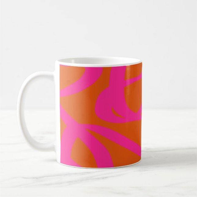 Orange och Rosa i den moderna Abstrakten Linjer Kaffemugg (Vänster)