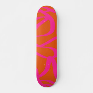 Orange och Rosa i den moderna Abstrakten Linjer Mini Skateboard Bräda 18,5 Cm
