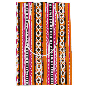 Orange och Rosa Kente African Mönster