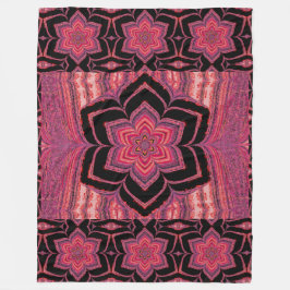 Orange och Rosa Lotus in Black Fleece Blanket