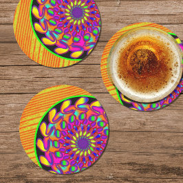 Orange och Rosa Mandala Party Underlägg Papper Rund