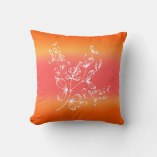 Orange och Rosa Modern Watercolor Wide Rand wi Kudde