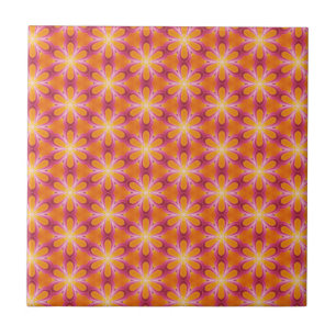 Orange och Rosa Mönster Kakelplatta