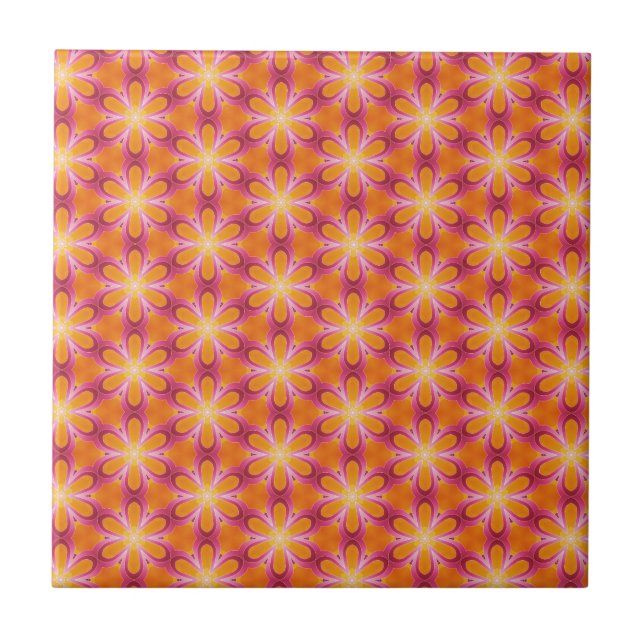 Orange och Rosa Mönster Kakelplatta (Framsidan)
