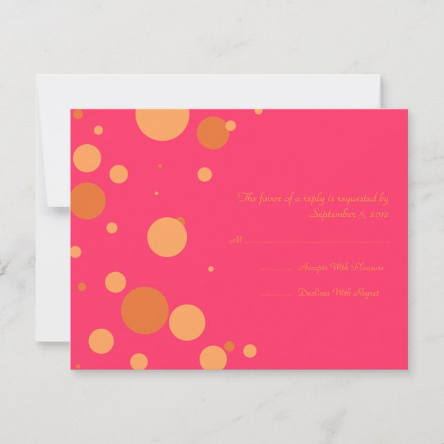 Orange och Rosa Polka-punktens Bröllop OSA Kort (Framsida)
