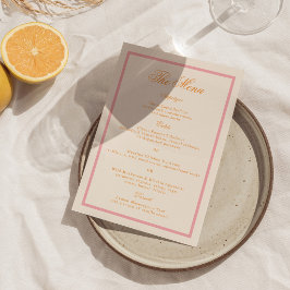 Orange och rosa preppy-randig menykort inbjudningar