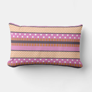 Orange och Rosa Rand Polka dots Chevron Mönster Lumbarkudde