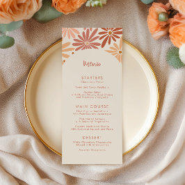 Orange och Rosa Retro Blommigt Groovy Baby Shower Meny