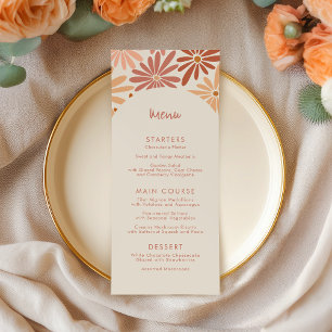 Orange och Rosa Retro Blommigt Groovy Baby Shower Meny